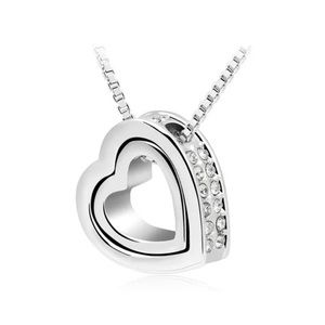 (Restocked)Heart in heart necklace with crystal elements